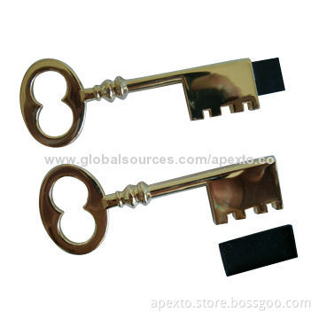 Golden USB Flash Drives, 8 or 16GB with Plug-and-play Function, Support Customized Logo Printing
